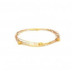 goldenes Armband mit weissen Perlen und Blueten