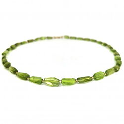 gruene Naturform Peridotkette mit Gold Elementen