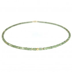 gruene Saphir Linsenkette facettiert