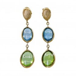 grüne Peridot und blaue Topaz Ohrhänger