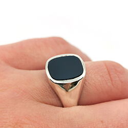 antik ovaler weissgold Siegelring mit schwarzem Onyx Goldschmiede Albath
