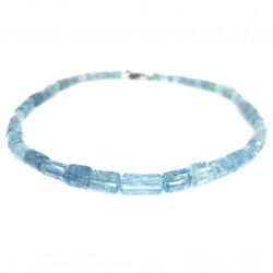 blaue grosse Kristalle Aquamarinkette