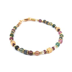 Armband mit bunten Edelsteinkugeln vergoldet