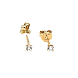 Gelbgoldene Brillantohrstecker 0,1ct Krappenfassung