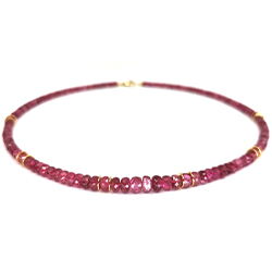 rote Turmalin Linsen Kette