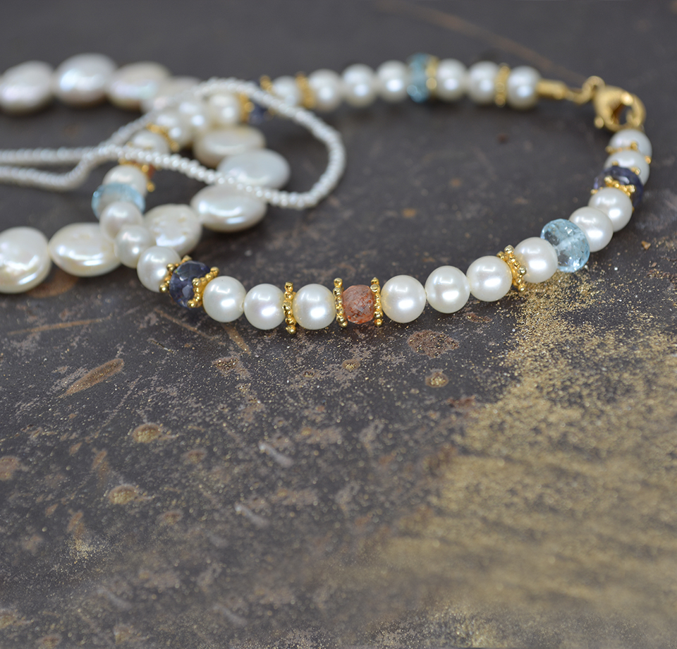 Perlen Armbaender mit Edelsteinen Goldschmiede Albath