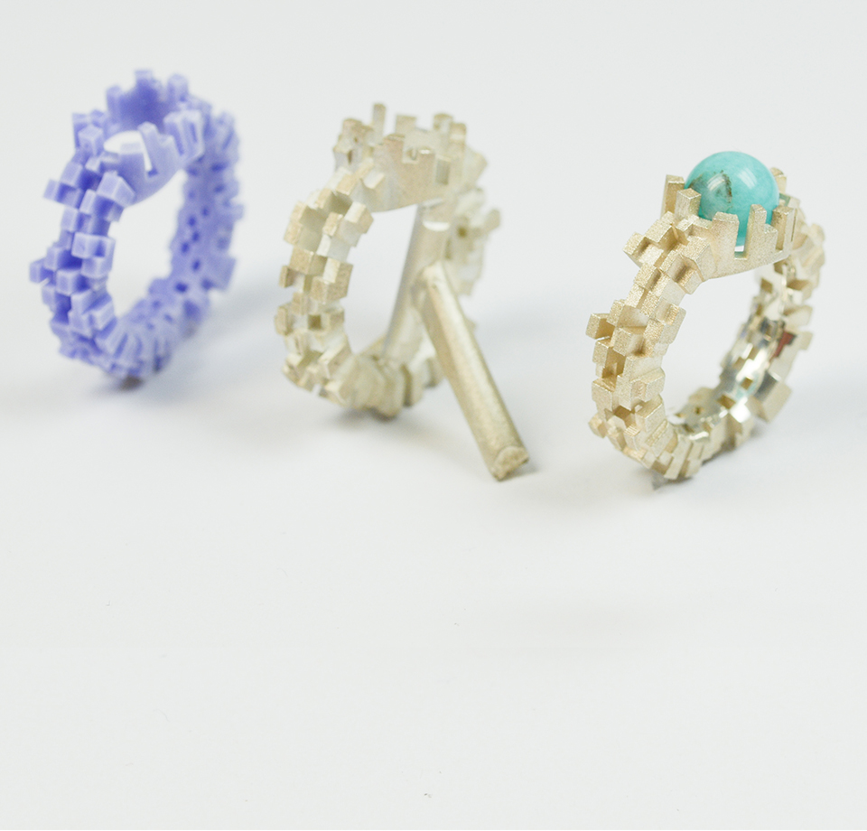 Drei Ringe aus silber und 3D Druck Goldschmiede Albath