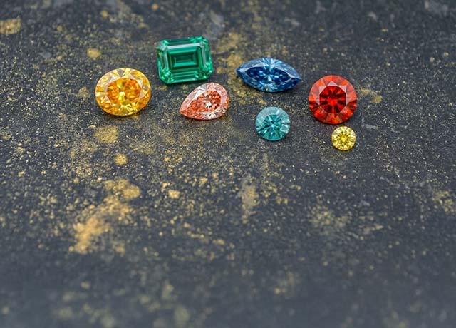 bunte diamantengruppe in gelb balu gruen