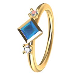 Verlobungsring in Gold mit Aquamarinquadrat