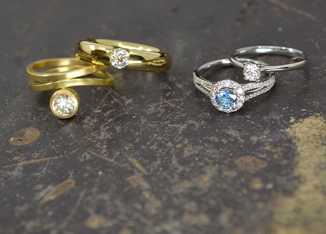 goldene und silberne ringe mit brillanten Goldschmiede Albath