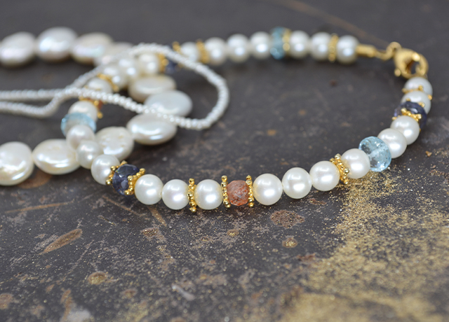 buntes perlen armband mit Edelsteinen Goldschmiede Albath